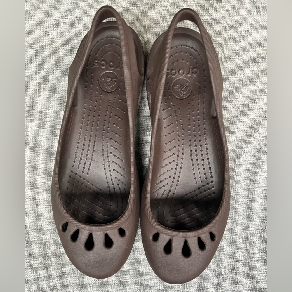 CROCS Kadee Ballet Flats Chocolate Brown Slingback Slip-On Shoes Size 11